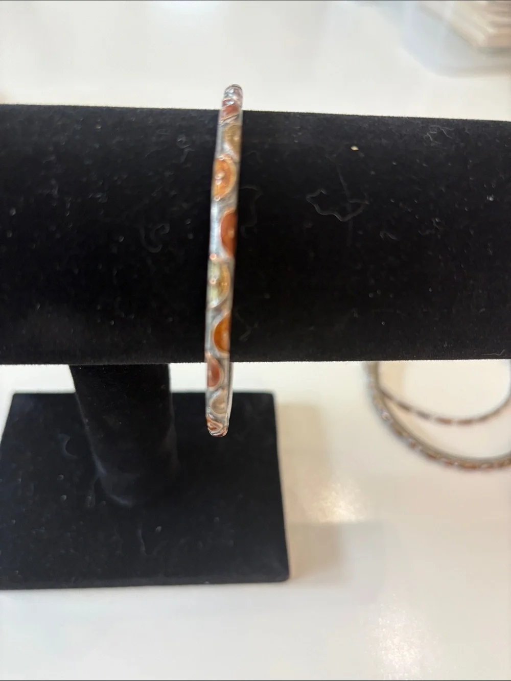Stackable Copper and Brown Stone Bangle Bracelet Set - Women Jewelry